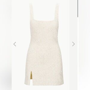 Staud Le Sable Floral Beaded Minidress Ivory